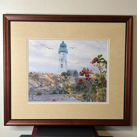 Karen Kolbinsky 2/200 Framed Watercolor Painting Light House Point Signed Print - Picture 5 of 5